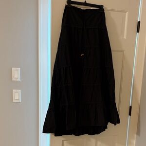 Elegant Black Tiered Maxi Skirt